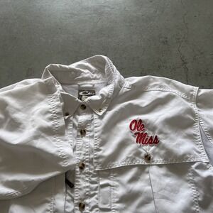 Ole Miss Drake Waterfowl Shirt Mens XL Vented White University of Mississippi SS